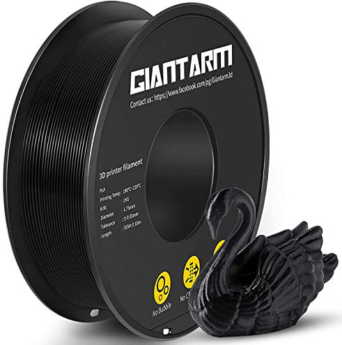 GIANTARM PLA Filament 1.75mm,3D Drucker Filament PLA 1kg,MaBgenauigkeit +/- 0,02mm,3D-Druckmaterialien,PLA Schwarz