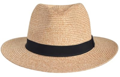 House of Ord Cape Town - Pana-Mate Fedora - Reisefreundlicher Sonnenhut für Damen und Herren in Natur - Faltbarer Strohhut im Panama Hut Stil - UV-Schutz 50+ - Größe: M/L: 58 cm Farbe: Natur