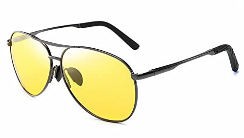 WQZYY&ASDCD Sonnenbrille Herren Damen Aviation Metail Frame Polarisierte Männer Farbwechsel Sonnenbrille Pilot Männlich Tag Nachtsicht Driving-C9_Gun_Night_Vision