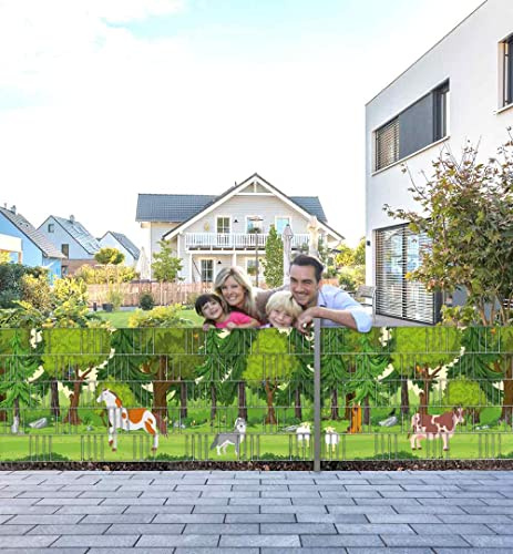 MyMaxxi Felder Zaunsichtschutz | Wald F1 5 Streifen |viele Felder kombinierbar | Sichtschutzstreifen für Doppelstabmattenzaun | Windschutz Sonnenschutz Blickdicht | Sichtschutz Garten | Sichtschutz