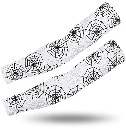 DETUCK Tattoo Arm Ärmel Ärmlinge, Armwärmer Sleeves UV Sonnenschutz Armstulpen, Arm Sleeves Kühlung UPF 50+, Kompressions Tattoo Cover Armstulpen (ein Paar) (Weißes Spinnennetz, F)