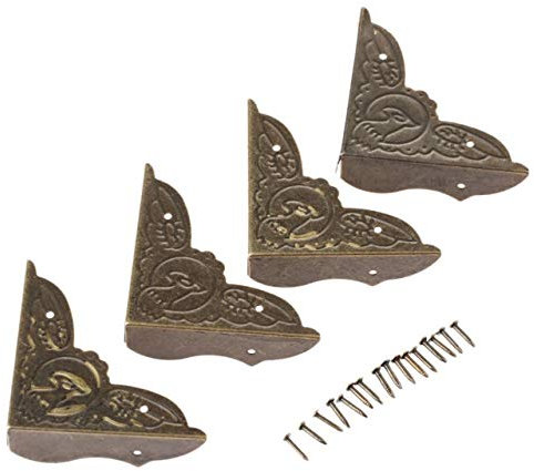 Halterung Eckstrebe 4Pcs antike Messing ECKHALTERUNG Schmuckschatulle Holz Box Füße Bein Dekorative Eckenschutz Eisen-Fertigkeiten Möbelbeschläge (Color : Medium 45x45x13mm)