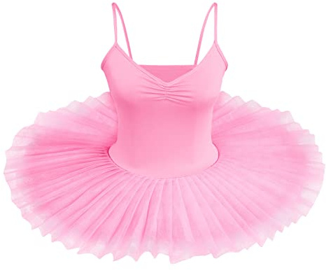 IDOPIP Ballet Leotards for Women Swan Lake Ballerina Costume Camisole Skirted Leotard Professional Adult Swan Ballet Tutu Skirt Hard Organdy Platter Performance Leotard Skirt for Practice Pink Small