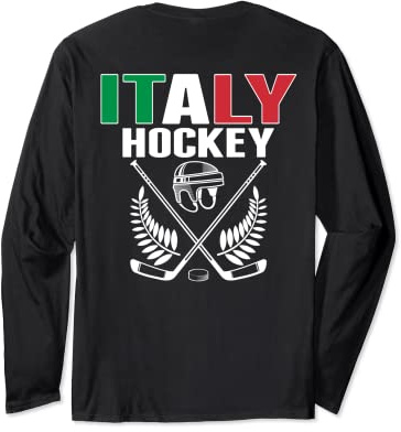Italia, tifosi di hockey su ghiaccio, jersey, bandiera italiana, bastoni da hockey Maglia a Manica