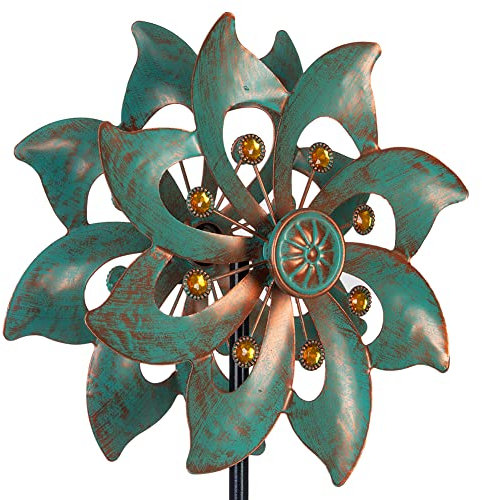 VEWOGARDEN - Molinillos de Viento para decoración de jardín, pequeños molinillos de Metal Impermeables para Patio y jardín, 94 x 25,4 cm (aspa Doble)
