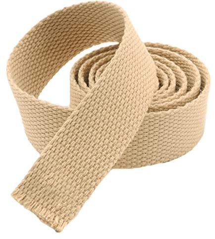 Vävband - bomullsväv tejp ryggsäck bagage band utomhus gör-det-själv hantverk, Khaki, 38MM x 10Yards