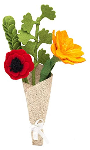 Glaciart One Künstlicher Blumenstrauß aus Filz, wiederverwendbar, waschbar und für ätherische Öle, mehrfarbig, ideal als Geschenk und als Dekoration für Zuhause oder Veranstaltungen, 4 Stück