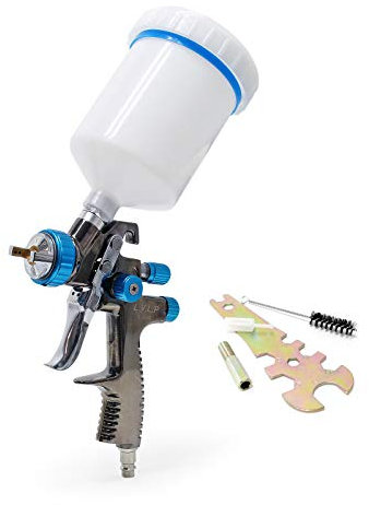 XPOtool LVLP Lackierpistole, 1,4 mm Düse, 500 ml Kunststoff Becher, 100 mm Strahlbreite, Spritzpistole Sprühpistole Airbrushpistole