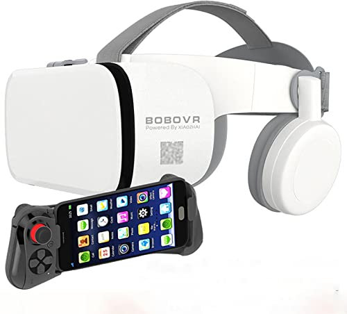 3D VR Virtual Reality Headset With Remote Controller, Stereo VR Viewer For IMAX Movies And Games Bluetooth Wireless VR Glasses Compatible With 4.7-6.3 IPhone IOS/Android (Color : White, Size : 058