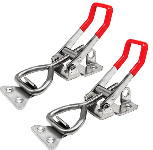 CUKAYO 4003 Toggle Latch Clamp, 304 Stainless Steel Adjustable Toggle Latches With Lock Hole, 1320Lbs Holding Capacity Heavy Duty Toggle Clamp for Smoker Lid Jig, ToolBox Case, 2pack