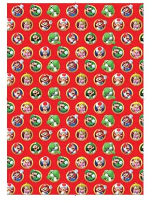 Danilo Promotions Limited Super Mario Geschenkpapier, 4 Meter Geschenkpapier, Rolle 4 Meter x 70 cm geöffnet, Super Mario offizielles Lizenzprodukt, verantwortungsvoll bezogen, FSC Mehrfarbig