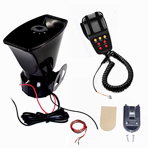 YIYIDA Auto Hupe Polizei Sirene 7 Ton Car Horn Lufthorn 130 db Auto Sirene Fahrzeug Hupe Notfall Sound Verstärker Hupe mit Mikrofon PA-Lautsprecher System Autoalarm für 24V Boot Car Lastel etc