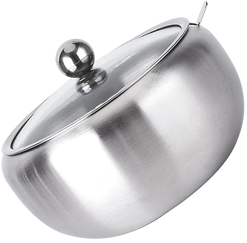 Alipis 1 Juego Tarro De Azúcar Encargado Tarro De Acero Inoxidable para Condimentos Contenedores De Azucarero Metalico Recipiente para Vinagrera De Tarro De Cocina Tomate Vidrio Especias