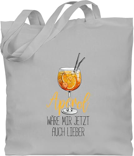 Baumwolltasche - Statement - Taschen - Aperol wäre mir jetzt auch lieber I Lustige Geschenke Aperol Spritz - Unisize - Hellgrau - statements cocktails jutebeutel sprüche aperolspritz jutetasche