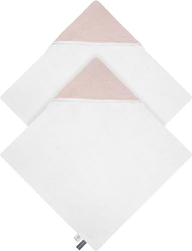 normani Baby Kapuzentuch aus Musselin Frottee Wickeltuch Kapuzenhandtuch aus 100% Bio-Baumwolle in 75x75cm - Badetuch für kleine Kinder Farbe 2X Rosa