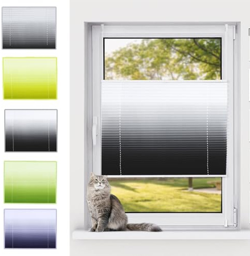 Klemmfix Estor Enrollable 80 x 80 cm Fijación sin Taladrar, Persiana Térmica Opaca Estores para Ventanas para Ventanas, Puertas, Habitación, Negro