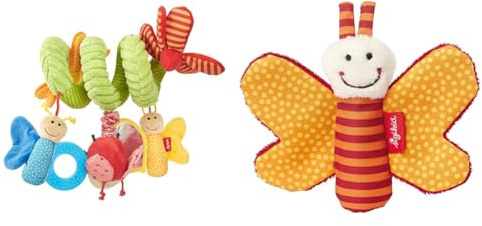 Sigikid 42249 Aktiv-Spirale Schmetterling Baby Activity On Tour Mädchen Babyspielzeug empfohlen ab Geburt Mehrfarbig & 41181 Greifling Schmetterling Red Stars Mädchen und Jungen Babyspielzeug