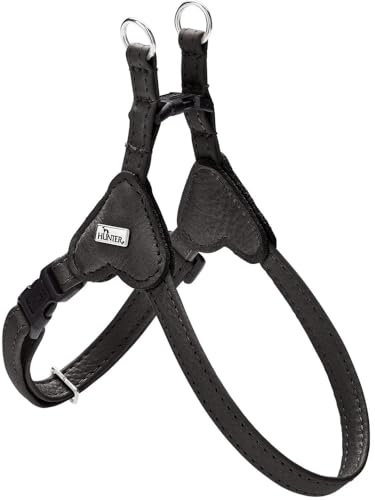 HUNTER Soho Mini Hundegeschirr | Rindsleder, weich & geschmeidig, fellschonend, für kleine Hunde & Welpen, Made in Germany, Farbe: Schwarz, Größe: XXS-XS/2