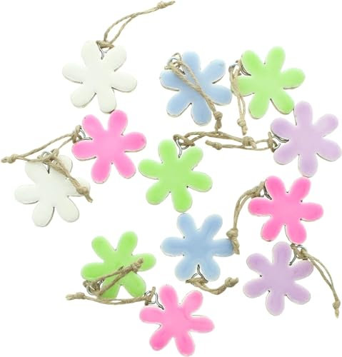 Deko Hänger Fensterdekoration aus Mangoholz Blumen 12er Set 5cm groß