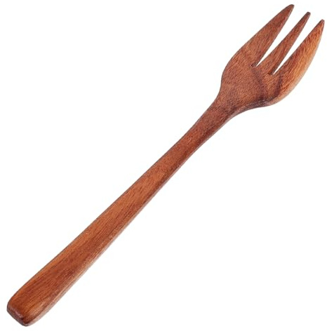 LABRIMP Smooth Wooden Kitchen Utensil Handle Mixing Fork Wooden Fork for Cooking Salad and Stir Fry Utensil for Everyday Use