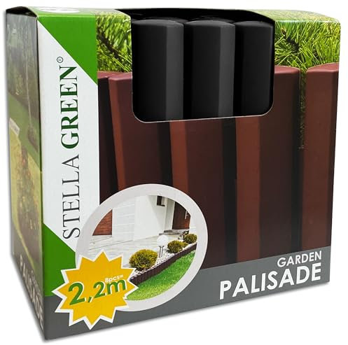 Wohnkult Gartenpalisade 8 Stück = 2,2 m Beeteinfassung Rasenkante 3 Farben (Anthrazit)