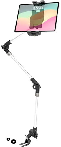 Dosvsi Car Seat Rail Tablet Holder for Truck, Heavy Duty Car Floor Tablet Mount with 90CM Metal Long Arm, Vehicle Seat Bolt Stand for iPad Pro 12.9 Air Mini, Tab, 4-13 Tablets, 1/4 screw for Gopro
