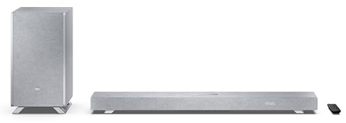 SHARP HT-SBW53121(SL) 3.1.2 Dolby Atmos Soundbar mit kabellosem Subwoofer, 550W, Bluetooth, HDMI eARC, Dolby Audio – abgestimmt von Devialet – in Silber | 550W, Bluetooth, HDMI eARC, Dolby Audio, abgestimmt von Devialet