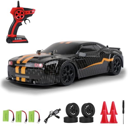 Dodoore Remote Control Cars 30km/h RC Drift Car 1/14 High Speed Racing Car 2.4GHz 4WD 60Min Fun Time Cool Light Replaceable Tires USB Rechargeable Fast RC Car Gifts Toy for Teens Adults