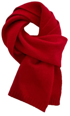 Wollschal für Herren und Damen, einfarbig, warmer Strickschal, 2064-10 Rot, 100WOOLSCARF