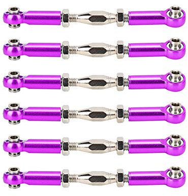 Sluffs 6Pcs Rc Car Push Rod,Adjustable Servo Links Tie Rod Aluminum Alloy Turnbuckle Rod Linkage Set Screw Buckle Linkage Accessories Rc Car Upgrade Parts for Rc Hobby Car Model (Purple)