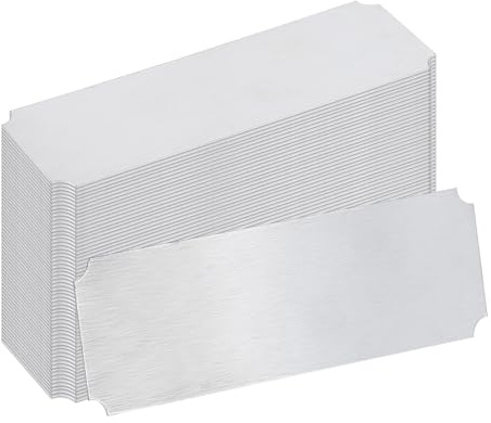 BENECREAT 60Pcs Aluminium Blank Tags, 7.5x2.5cm, Silber Gravur Rohlinge | Aluminium Lasergravur Mount, Metallplatte, Rechteck Aluminium Blank Blatt für Halskette Armband Hundemarken machen