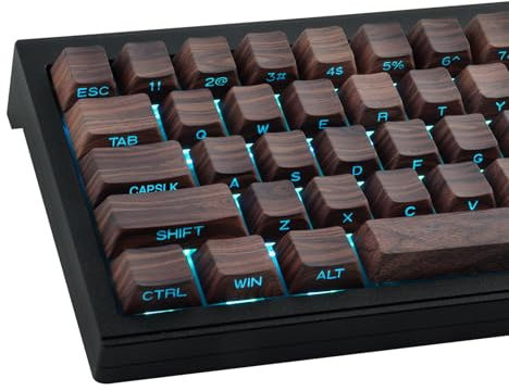 JakeTsai Side Printed keycap-PBT keycaps,Walnut Textures,Shine Through Double Shot keycap 75 Percent,dye-sub,Cherry Profile keycaps for Gateron MX Switches Mechanical Keyboard