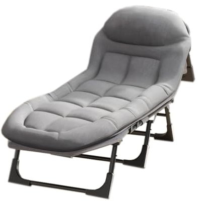 GBPLDMAQ Campingbett Achtbeinstütze, Klappbett 6-Gang-Verstellung, Campingliege für Erwachsene Matratze Integriert, Camping Bett Seitliche Aufbewahrungstaschen(Gray,200X65X30cm/79X26X12in)