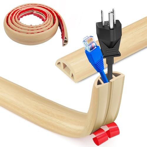 Flexibler Kabelkanal für Boden - 2m x 3cm Schlauchbrücke, Kabelabdeckung, Flacher Kabelschutz für Büros, Wohnungen, Lagerhallen, Hotels (Weiße Eiche)