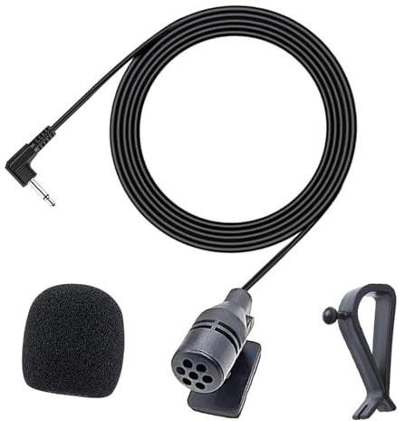 YOURKAY 3,5 mm externes Mikrofon mit 3 m Montagekabel,Externes Auto Mikrofon für Kfz-Kopfeinheit, Bluetooth-fähiges Stereo-Radio, GPS und DVD, Plug-and-Play