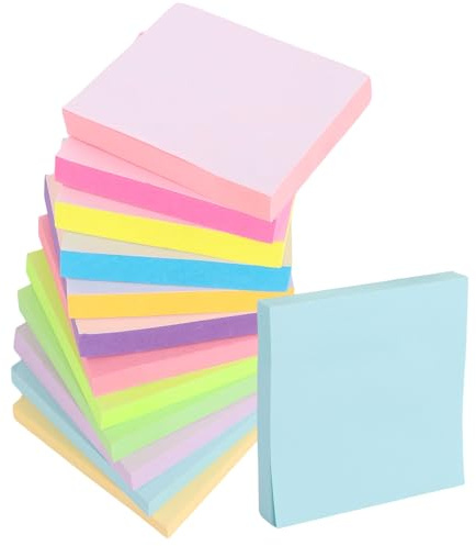 ASelected 1200 Stück Haftnotizen Klebezettel 76 x 76 MM Farbige Klebezettel Leicht zu Beschreiben 12 Farben Selbstklebende Notizzettel Klebend Wiederaufklebbar für Büro Studie Hause