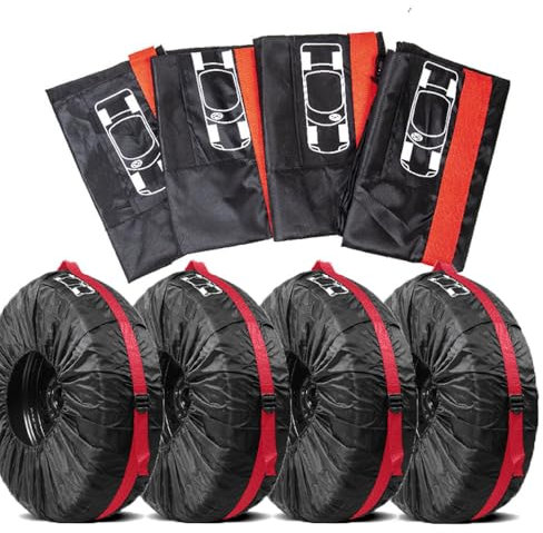 WHLYQF 4 Stück Reifentaschen, für Mercedes Benz GLA 250E Reifentaschen-Set, Reifenschutzhülle, Wasserabweisend Auto Reifentaschen,B-L-Red