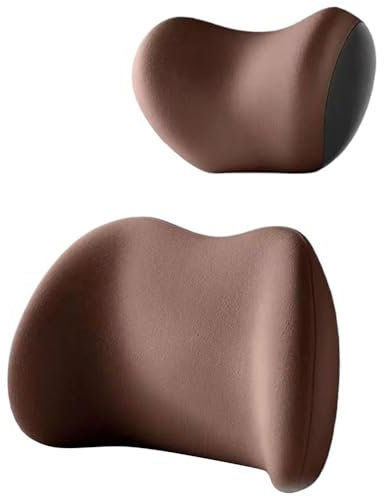 JHYGBKYHGG Auto Lendenkissen Nackenkissen Kit für Dodge Avenger Sedan 2008–2014, Ergonomische Autositze Kopfstütze Lendenwirbelstütz Rückenstütze Kissen Zubehör,E/Coffee