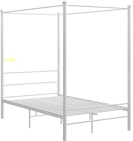 Festnight Himmelbett 140x200 cm Metallbett Ehebett Doppelbett Bettgestell Metall Bett Bettrahmen Schlafzimmerbett