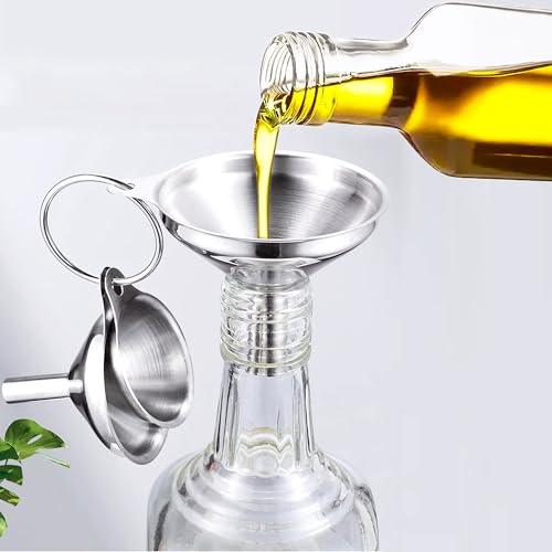 Imbuto in acciaio inox, imbuto in metallo per uso cucina, bottiglie di riempimento, mini imbuto per liquidi, liquidi, spezie, polveri, set da 3
