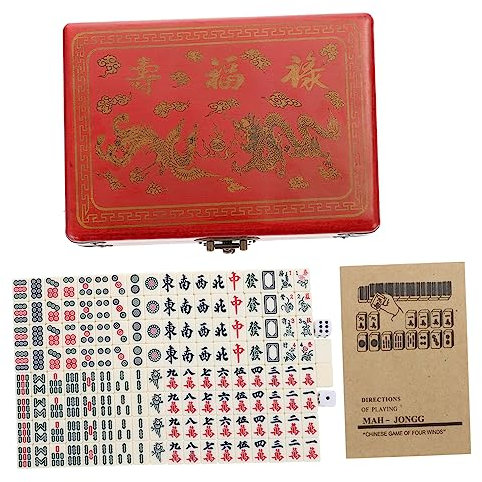 WESIEVYA Set Tragbares Chinesisches Nummeriertes Mahjong-Set Mit Kasten Für Unterwegs Und Kacheln Mit Chinesischen