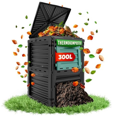 Oramics Thermokomposter 300L - Schnellkomposter für Garten & Terrasse - Wetterfest & robust - Leichte Montage ohne Werkzeug - Komposter für Küchen- & Gartenabfälle - Nachhaltiger Kompostbehälter