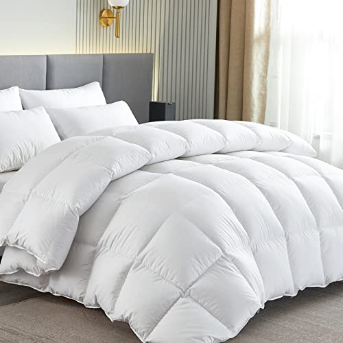 Homyrium Daunendecke 240x260 Ganzjahres Komfort Bettdecke 240x260 Daunen Warm Federbett Federdecke - Oeko-TEX und RDS Zertifiziert (Weiß,Füllgewicht 2400gr Natur Daunen)
