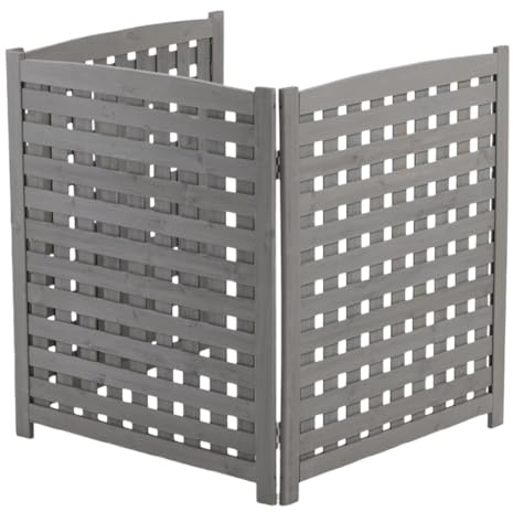 Balacoo 3-Panel Fence Privacy Screen: Wooden Air Conditioner Fence Wood Composter Bin - Pool Equipment Enclosure, Trash Can Enclosures, 38X32 Inch, Grey