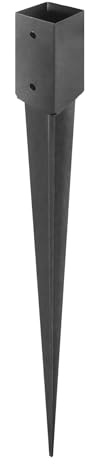 ADGO - Lot de 4 - Support de Poteaux a Enfoncer - Base Carrée - 100x750mm – Pied d'Ancrage Galvanisé – Fixation de Poteaux de Clôture et Structures Extérieures – Métal Robuste - Graphite