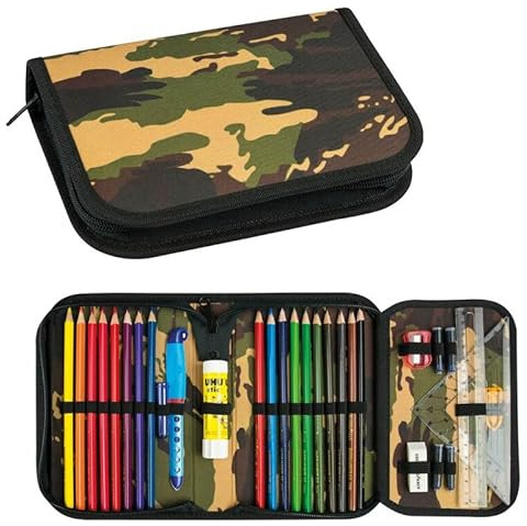 EBERHARD FABER Schüleretui Camouflage grün 32-teilig