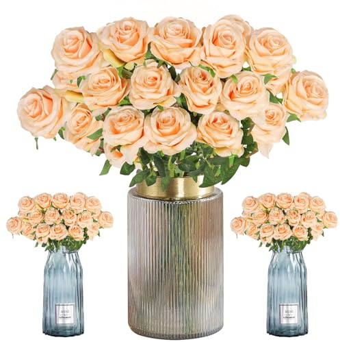 Realistische Kunstrosen, 12 Stück Langstielige Künstliche, 19.68 '' Kunstblumen Seidenblumen Rosen, Seidenblumen Fake Rose, Rose Braut für DIY Hochzeit, Hochzeitsstrauß, Valentinstag, Muttertag