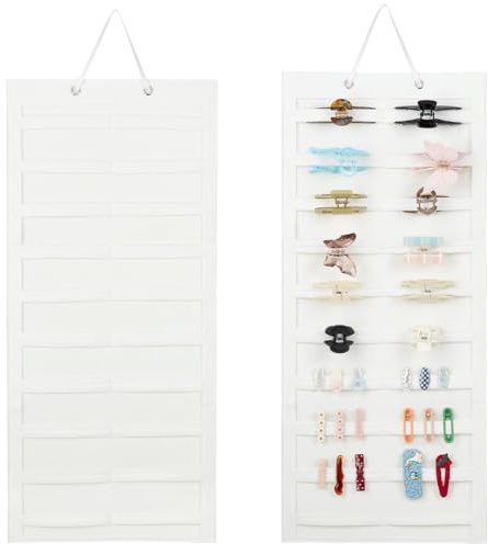 NBEADS 2 pz Porta Mollette per Capelli Da Appendere, Accessori per Capelli In Feltro con Fermagli Ad Artiglio Borsa Portaoggetti Da Appendere Alla Parete per Armadio A Muro Bianco, 80x38cm