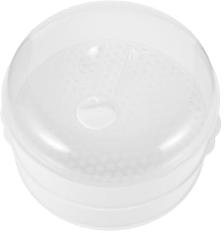 GARVALON Vaporiera Microonde Doppio Bianca in PP per Pesce e Alimenti con Coperchio Trasparente Facile da Pulire e Sicura per Cucina Salutare