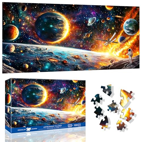 VAIIEYO Astronaut Jigsaw Puzzles for Adults 1000, Planet Jigsaw Puzzles, Puzzles for Adults, Fun & Challenging Colorful Puzzles, Family Time, Great Gift Idea, Finished Size 41 x 80 cm